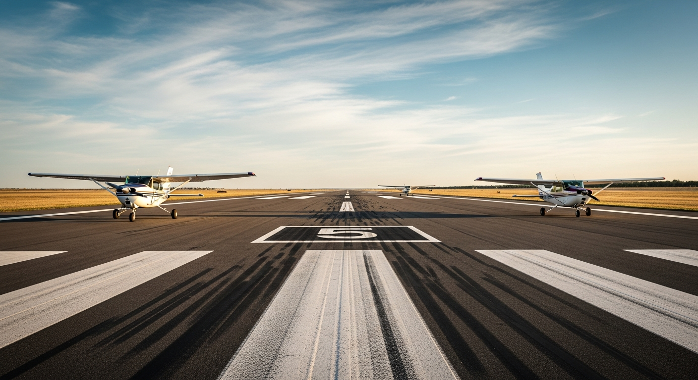 Student pilot and instructor walking toward a Cessna 172